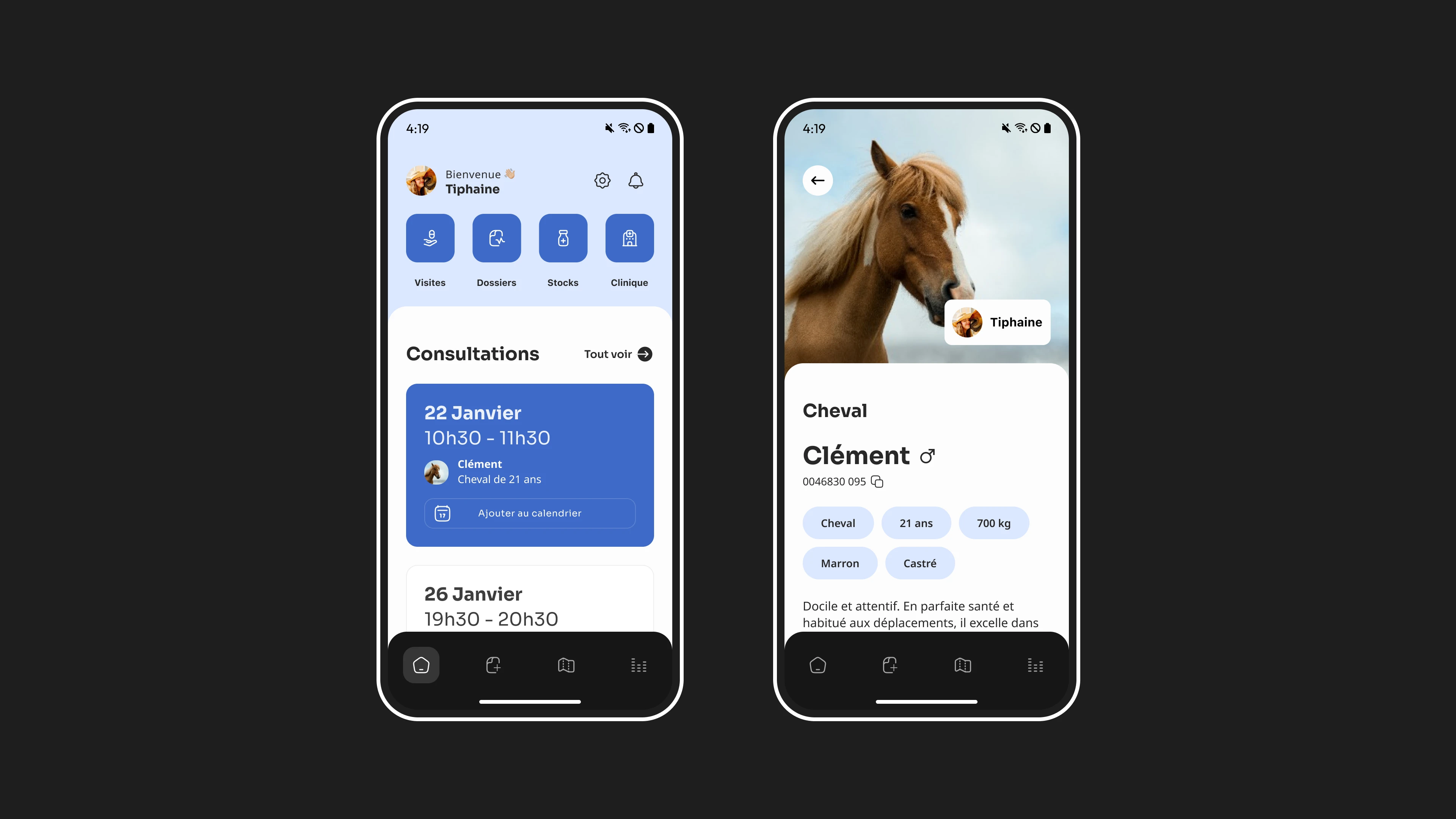 L'écran d'accueil et profil